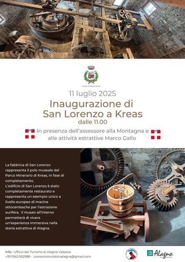 Alagna inaugura il nuovo Polo Museale di San Lorenzo nel cuore del Parco Minerario di Kreas