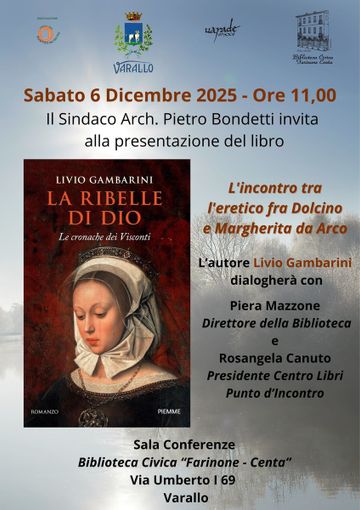 A Varallo la presentazione de “La ribelle di Dio”, il nuovo romanzo storico di Guido Gambarini