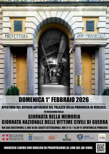 Vercelli apre le porte del Rifugio antiaereo del Palazzo della Provincia per la Giornata della Memoria