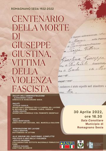 Romagnano: Centenario della morte di Giuseppe Giustina Romagnano: Centenario della morte di Giuseppe Giustina