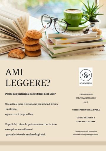 A Serravalle Sesia arriva il Silent Book Club: un’ora di lettura in silenzio e dolci in compagnia