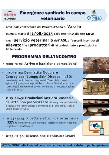 A Varallo, un incontro formativo destinato agli allevatori e produttori di latte crudo