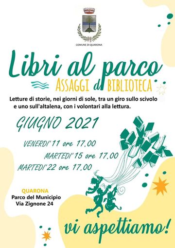 Quarona: Letture al parco Fenoglietti del Municipio