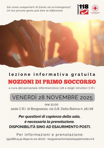Borgosesia, una serata dedicata al primo soccorso: la CRI apre le porte alla cittadinanza