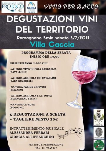 Romagnano: "Vino per Bacco" serata dedicata a vini del territorio