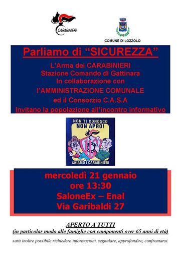 Lozzolo, incontro pubblico con i Carabinieri: consigli contro furti e truffe agli anziani Lozzolo, incontro pubblico con i Carabinieri: consigli contro furti e truffe agli anziani
