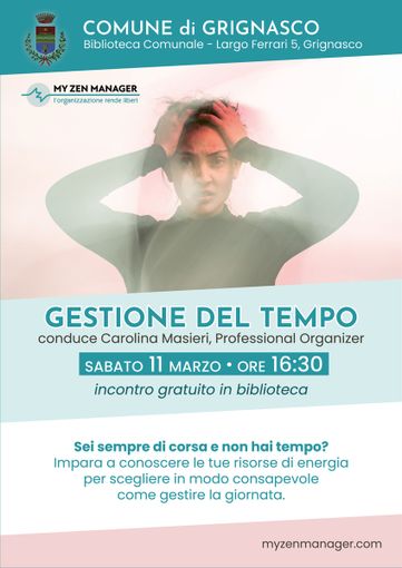 In Biblioteca Comunale di Grignasco: "Gestione del tempo", incontro gratuito