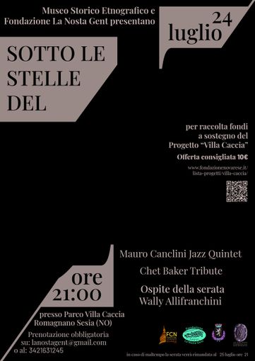 Romagnano: Jazz a sostegno del Progetto “Villa Caccia”