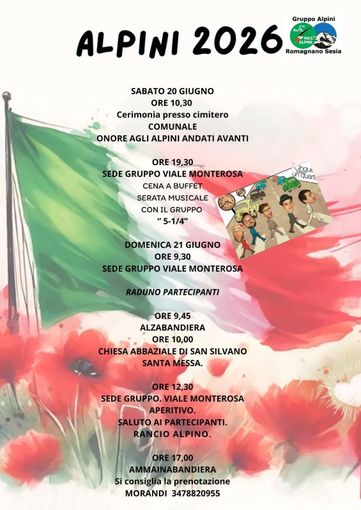 Alpini 2026, Romagnano Sesia celebra il gruppo con due giornate di memoria e comunità