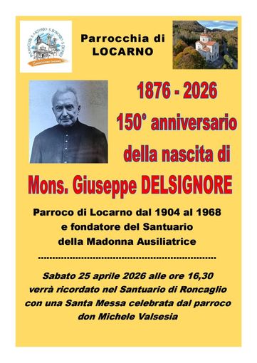 Locarno ricorda monsignor Giuseppe Delsignore nel 150° anniversario della nascita