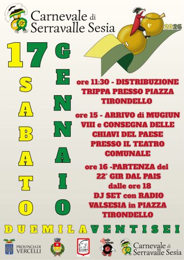 Serravalle Sesia entra nel clima di Carnevale: trippa in piazza, arrivo di Mugiun VIII e 22° “Gir dal Pais” Serravalle Sesia entra nel clima di Carnevale: trippa in piazza, arrivo di Mugiun VIII e 22° “Gir dal Pais”