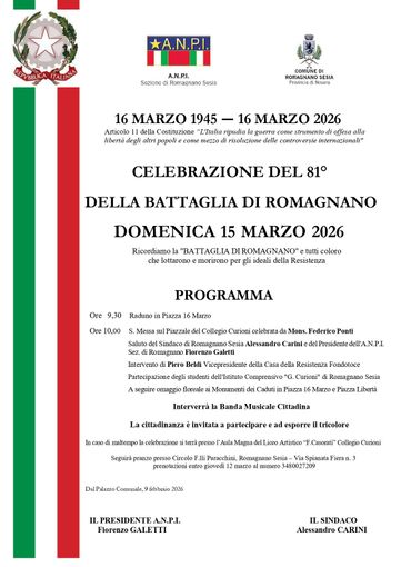 Romagnano Sesia ricorda la Battaglia: celebrazioni per l’81° anniversario