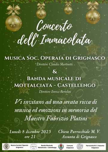 Grignasco, il Concerto dell’Immacolata ricorda il Maestro Fabrizio Platini: appuntamento l’8 dicembre