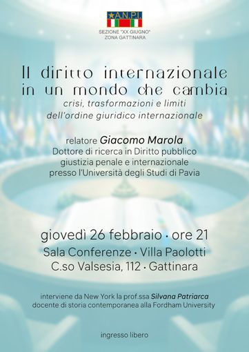 A Gattinara una serata sul diritto internazionale con Giacomo Marola e un intervento da New York A Gattinara una serata sul diritto internazionale con Giacomo Marola e un intervento da New York