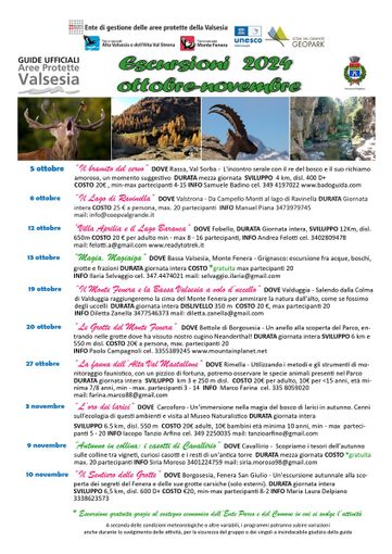 Aree protette valsesiane: al via le escursioni autunnali 2024. Aree protette valsesiane: al via le escursioni autunnali 2024.