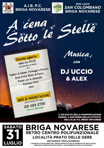 A cena sotto le stelle, a Briga Novarese musica e buon cibo