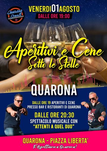 A Quarona, "Aperitivi e Cene sotto le stelle": una serata all'insegna del gusto e musica