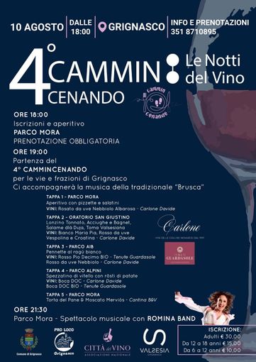 "Cammincenando" torna a Grignasco: ecco il programma della quarta edizione