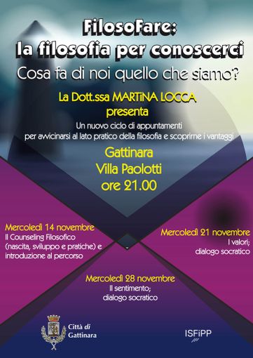 Ciclo di incontri Filosofare: La filosofia per conoscerci e attivazione di uno sportello di counseling filosofico