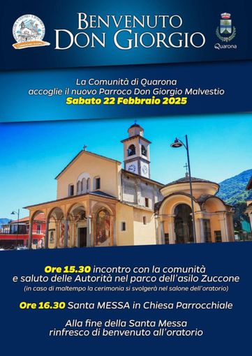A Quarona sabato 22 febbraio arriva don Giorgio A Quarona sabato 22 febbraio arriva don Giorgio