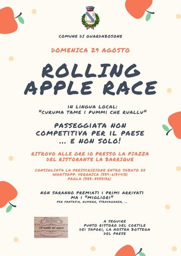 Guardabosone: Rolling apple race, passeggiata non competitiva per il paese