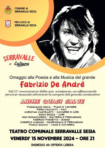Una serata dedicata a De Andrè a Serravalle Sesia Una serata dedicata a De Andrè a Serravalle Sesia