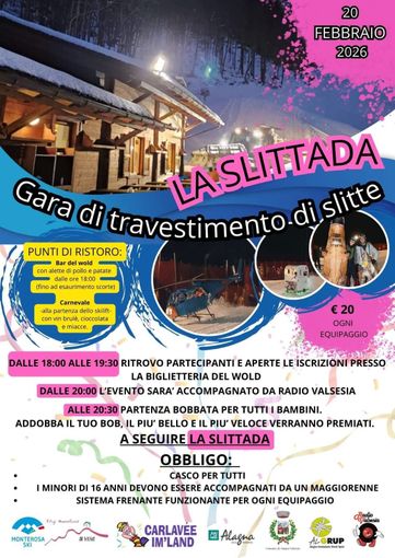 Ad Alagna Valsesia è il giorno de “La Slittada”: gara di travestimento di slitte e bob per bambini al Wold