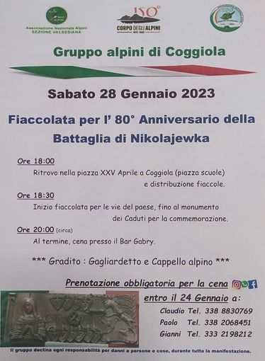 Coggiola, le strade si illuminano per la fiaccolata in memoria dei caduti di Nikolajewka