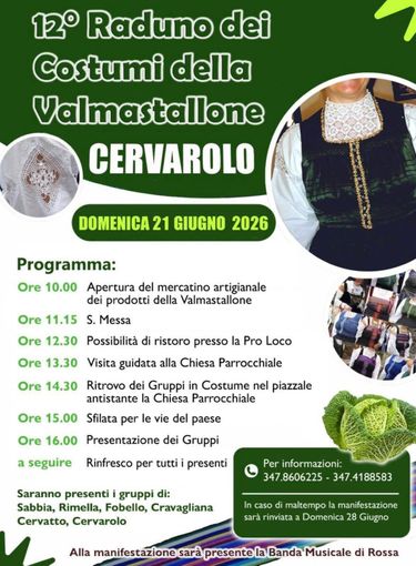 Cervarolo ospita il 12° Raduno dei Costumi della Valmastallone