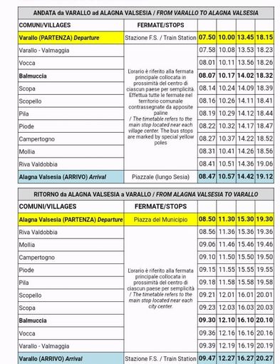 Navetta domenicale Varallo-Alagna