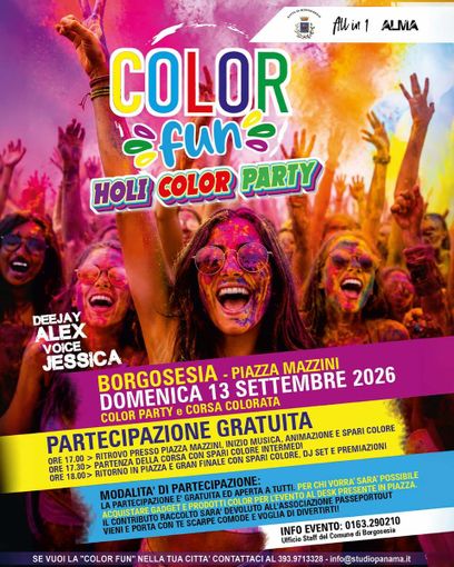 Borgosesia si prepara alla Color Fun: domenica Piazza Mazzini si riempie di musica e colori Borgosesia si prepara alla Color Fun: domenica Piazza Mazzini si riempie di musica e colori