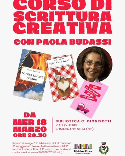 A Romagnano Sesia parte il corso di scrittura creativa con Paola Budassi alla Biblioteca Dionisotti