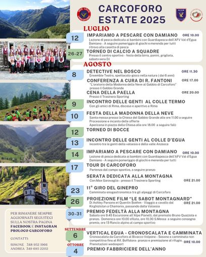 Carcoforo: un agosto ricco di eventi tra natura, cultura e tradizioni