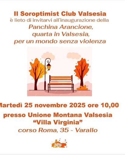 Varallo, il Soroptimist inaugura la quarta Panchina Arancione contro la violenza sulle donne