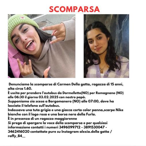 Appello per una ragazza scomparsa di 15 anni Appello per una ragazza scomparsa di 15 anni