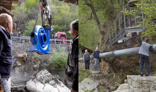Lavori alla Fabbrica della Ruota, riposizionata la turbina Riva FOTO