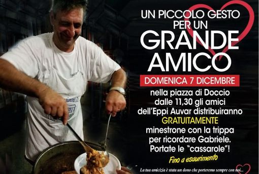 Doccio ricorda Gabriele: domenica 7 dicembre distribuzione gratuita di minestrone con la trippa