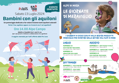 Alpe di Mera in festa: "Bambini con gli aquiloni" per volare con la fantasia.