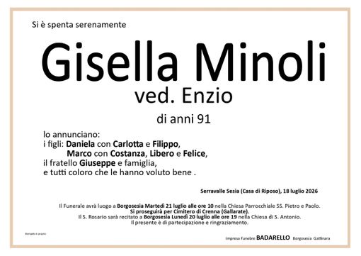 Gisella Minoli, ved. Enzio