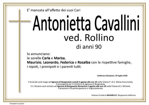 Antonietta Cavallini, ved. Rollino Antonietta Cavallini, ved. Rollino