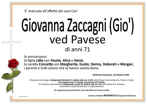 Giovanna Zaccagni, ved. Pavese