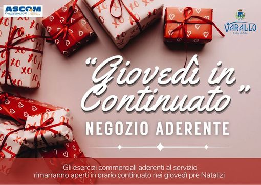 Varallo: Negozi aperti con orario continuato nei giovedì di Dicembre