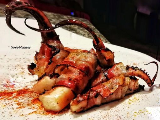 Ricetta: Polpo in due cotture con bacon, paprika dolce e zenzero