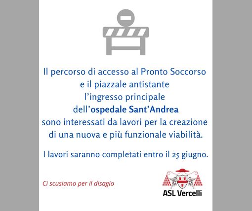 Ospedale Sant’Andrea, lavori sulla viabilità di accesso al Pronto Soccorso Ospedale Sant’Andrea, lavori sulla viabilità di accesso al Pronto Soccorso
