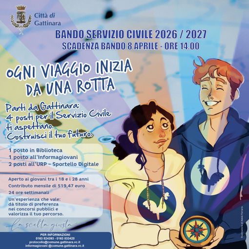 Gattinara cerca giovani per il Servizio civile 2026: disponibili 4 posti tra Biblioteca, Informagiovani e Sportello digitale