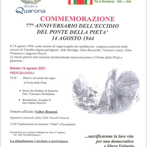 77esima commemorazione al Ponte della Pietà di Quarona