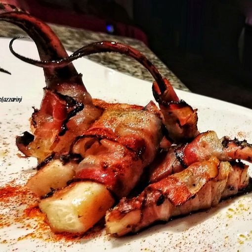 Ricetta: Polpo in due cotture con bacon, paprika dolce e zenzero