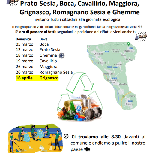 A Grignasco la tradizionale giornata ecologica