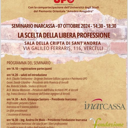 &quot;La scelta della libera professione&quot;, seminario a Vercelli