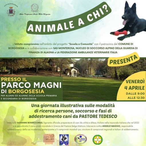 A Borgosesia una giornata dedicata all’addestramento cinofilo pensata per gli studenti